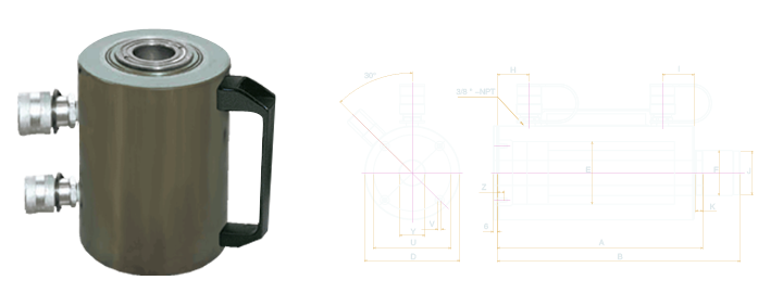 双作用中空铝合金千斤顶